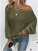 One Shoulder Ribbed Knit Sweater