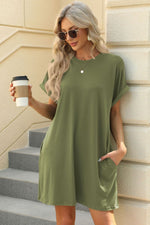 Florira Short Sleeve Mini Dress with Pockets - Ladyez