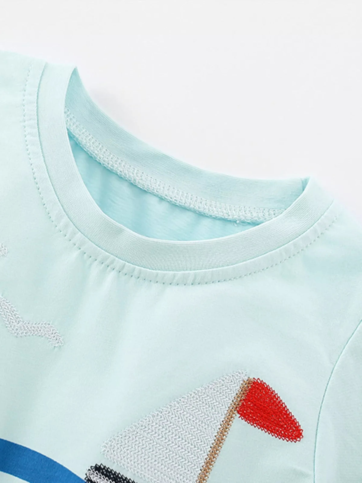 Children's Sailboat Embroidered Short Sleeve T-Shirt