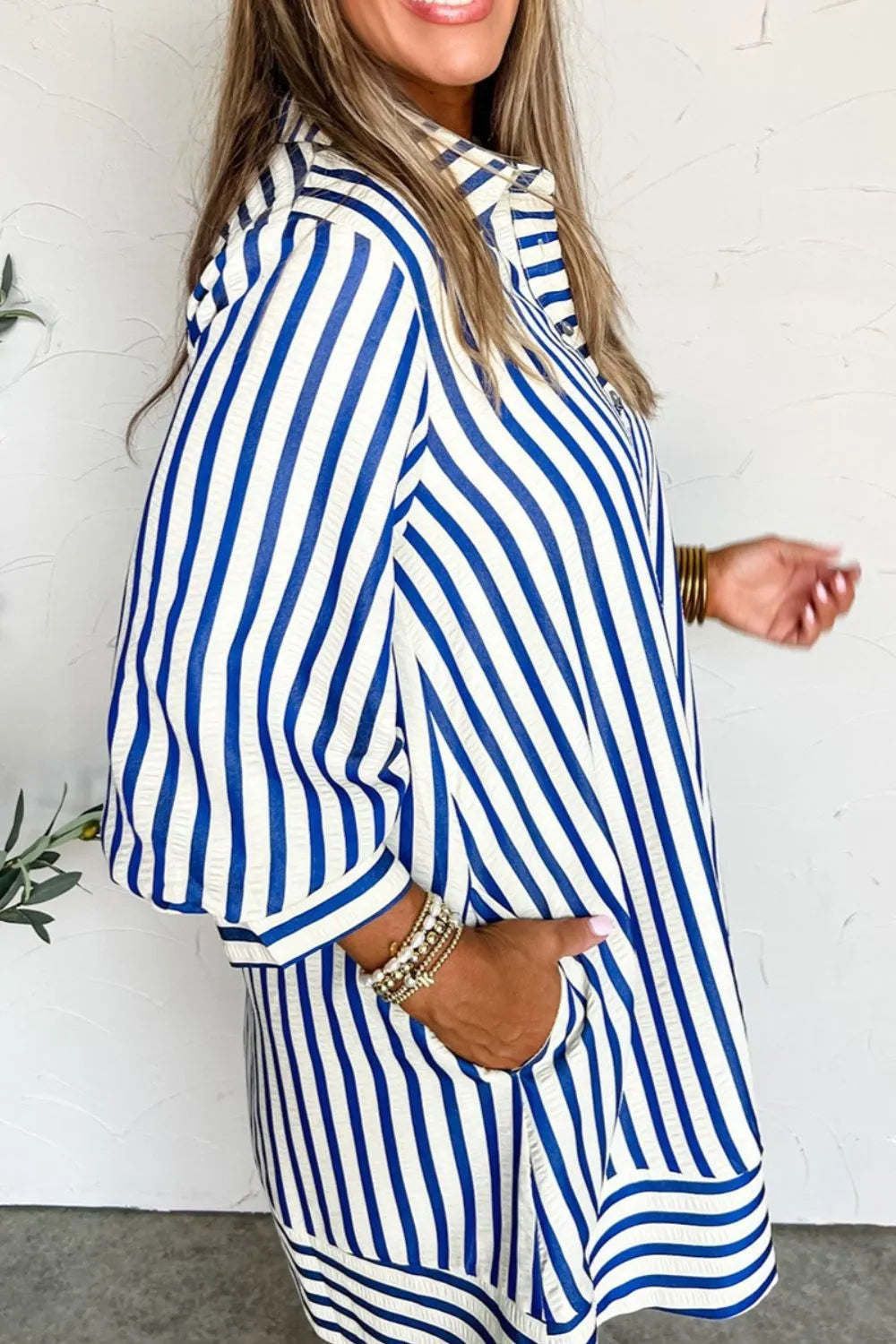 Striped Button Front Dress
