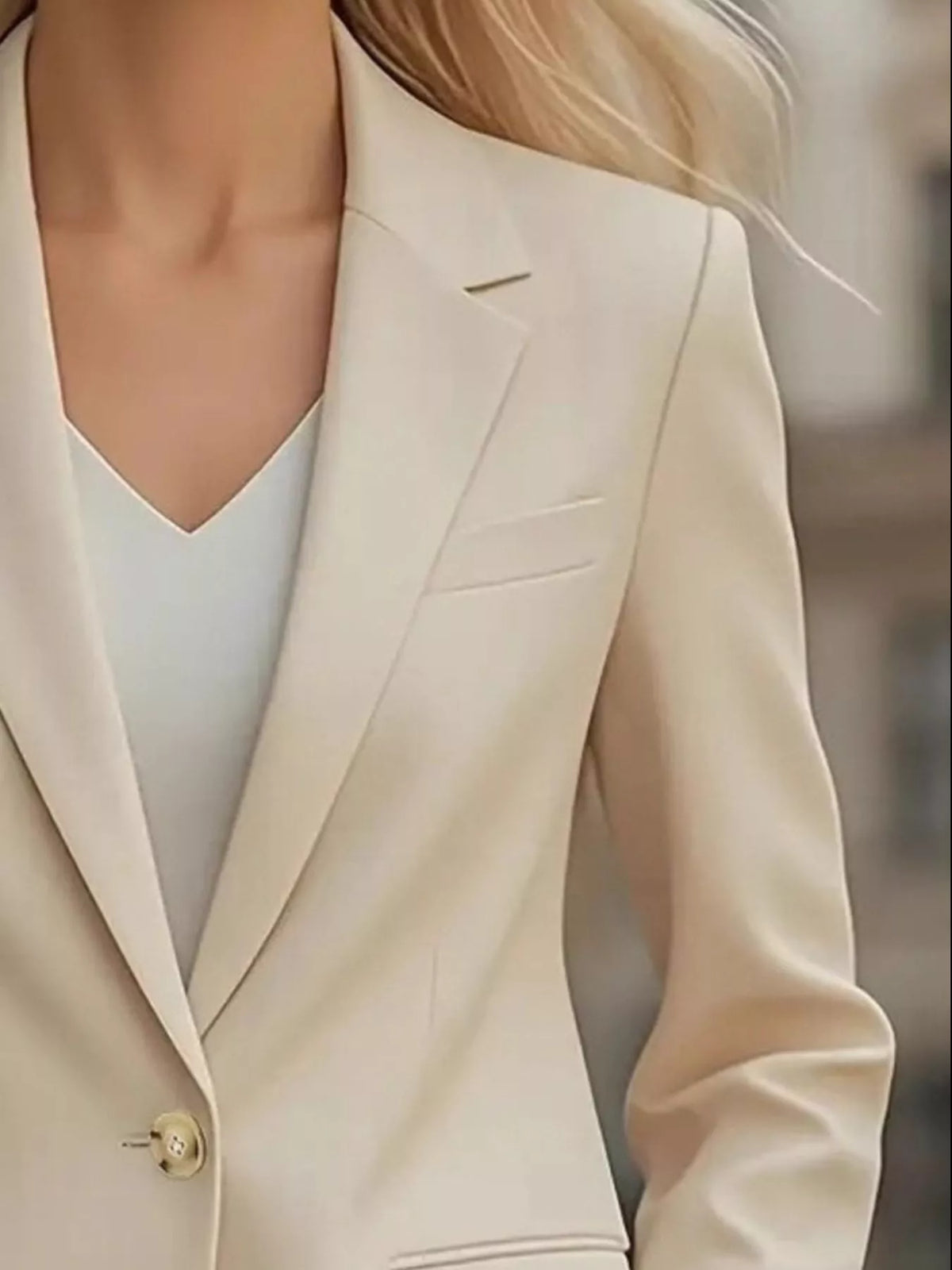 Lapel Collar One Button Blazer