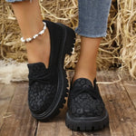Leopard Round Toe Platform Slip-Ons