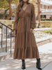 V-Neck Balloon Sleeve Tiered Dress