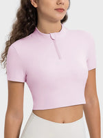Millennia Quarter Zip Short Sleeve Active T-Shirt - Ladyez
