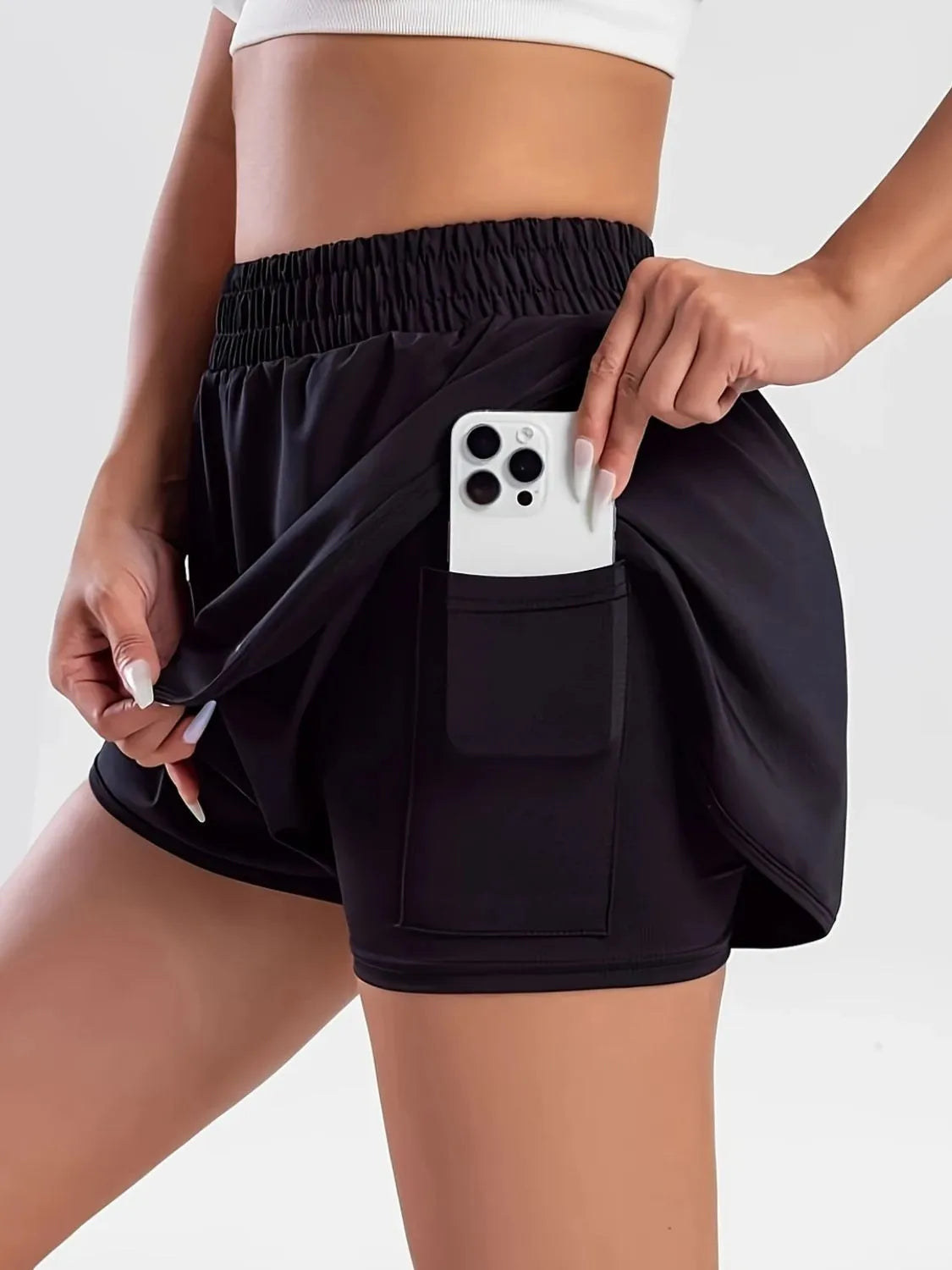 Pocketed High Waist Active Shorts - Ladyez