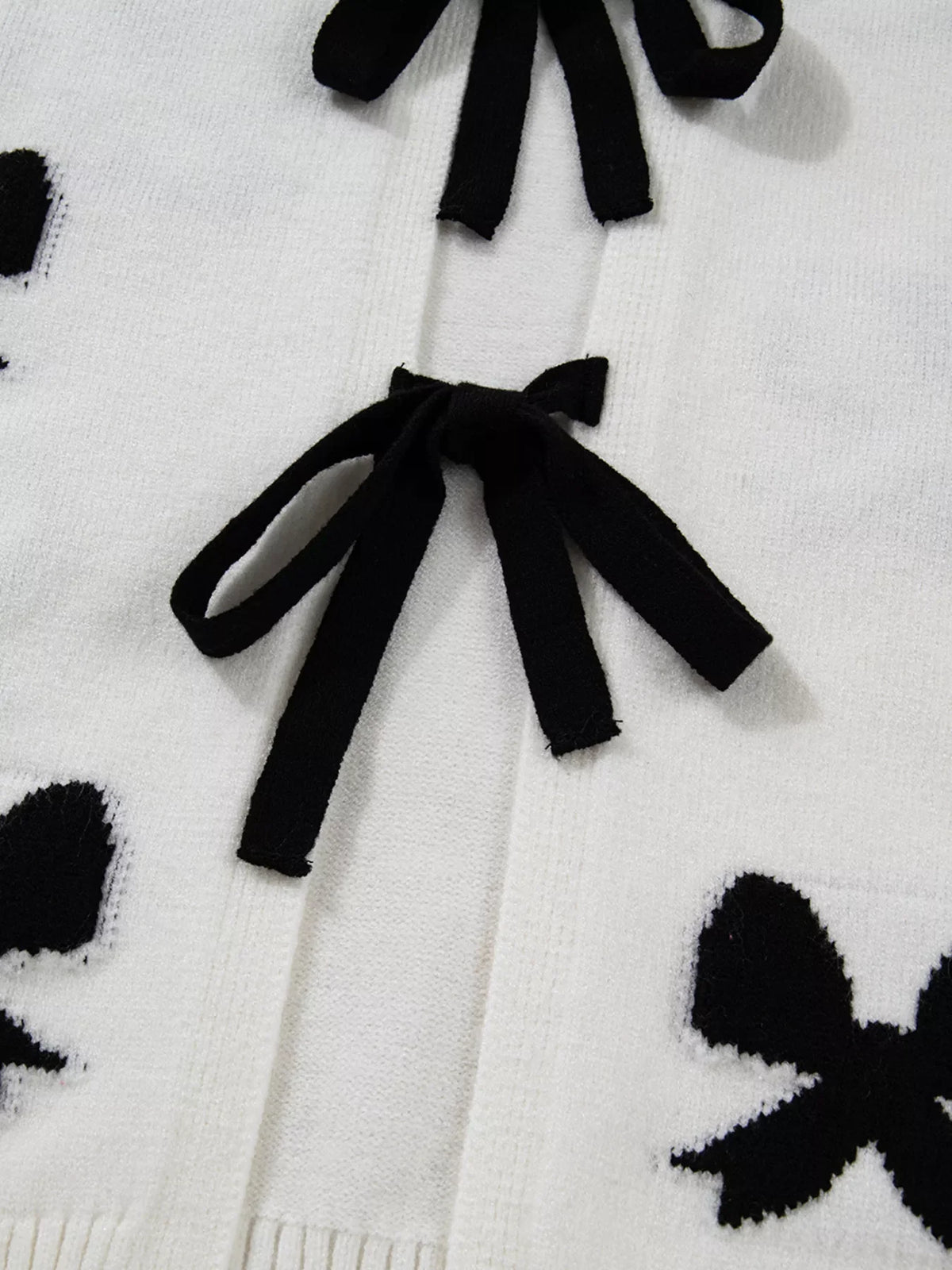 Tie Front Bow Pattern Cardigan