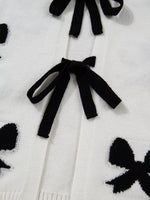 Tie Front Bow Pattern Cardigan