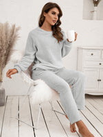 Ivy Lane Teddy Long Sleeve Top and Pants Lounge Set - Ladyez