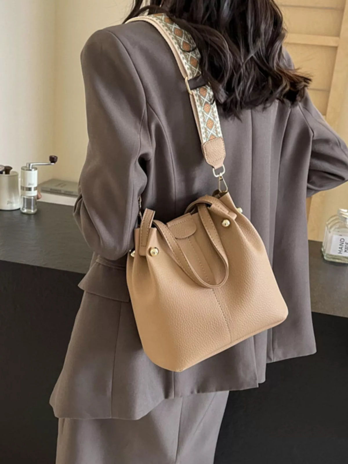 Crossbody Bag with Patterned Strap