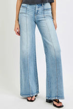 RISEN Full Size Mid Rise Wide Jeans with Front Patch Pocket Plus Size - Ladyez
