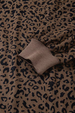 Leopard Print Quarter Zip Corduroy Sweatshirt