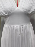 Pleated Cap Sleeve Midi Dress