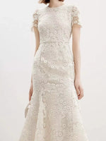Lace Short Sleeve Mermaid Dress