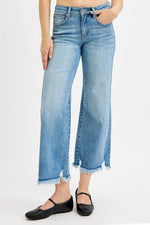 RISEN Full Size Mid Rise Crop Wide Leg Jeans Plus Size - Ladyez