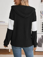 Drawstring Color Block Zip Up Outerwear