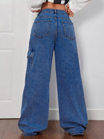 Wide Leg Jeans with Bow Tie Accents