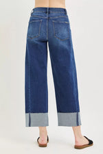 RISEN Full Size Slouchy Crop Barrel Cuffed Jeans Plus Size