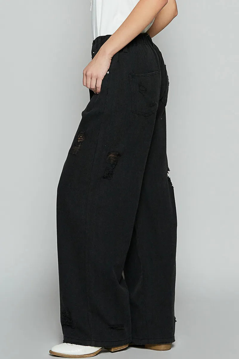 POL Distressed Wide Leg Jeans - Ladyez