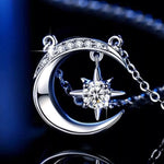 925 Sterling Silver Moissanite Star Moon Necklace