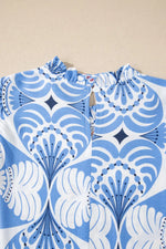 Tropical Botanic Print Flutter Sleeve Vacation Dress