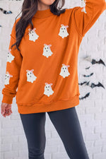 Sequin Ghost Exposed Seam Mock Neck Sweatshirt