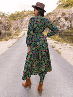 Printed Notched Neck Maxi Dress - Ladyez