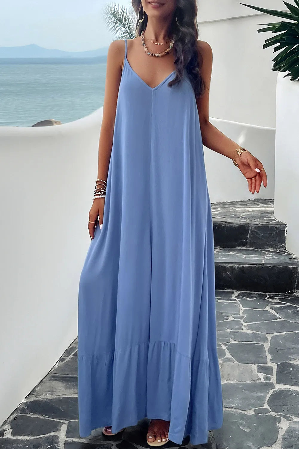 Devine Backless Maxi Cami Dress with Pockets - Ladyez