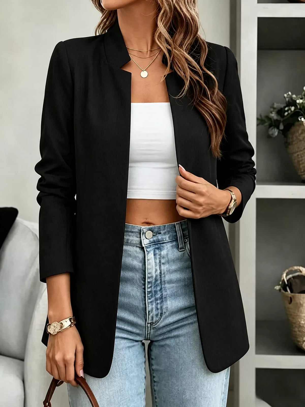 Open-Front Long Sleeve Blazer