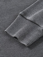 Waffle Knit Patchwork Long Sleeve Loose Sweatshirt