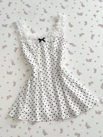 Polka Dot Lace Trim Mini Dress