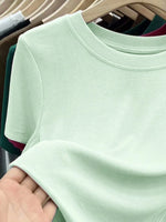 Crew Neck Short Sleeve T-Shirt - Ladyez