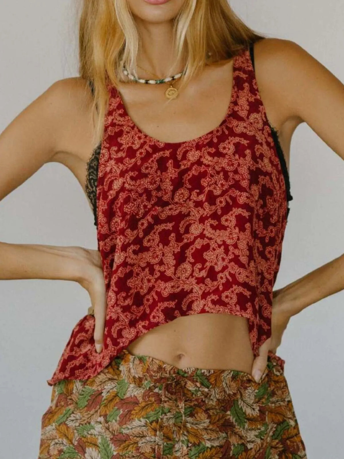 Printed Scoop Neck Tank - Ladyez