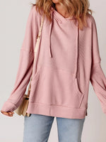 Waffle Knit Fleece Lined High Low Oversized Hoodie