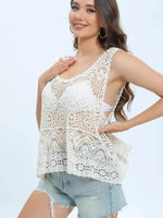 Cutout Round Neck Sleeveless Cover Up - Ladyez