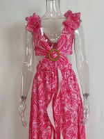 Full Size Ruffled Cutout V-Neck Maxi Dress Plus Size