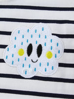 Children's Cute Appliques Striped Round Neck Dress