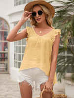 Ivy Lane Tie Back V-Neck Ruffled Blouse