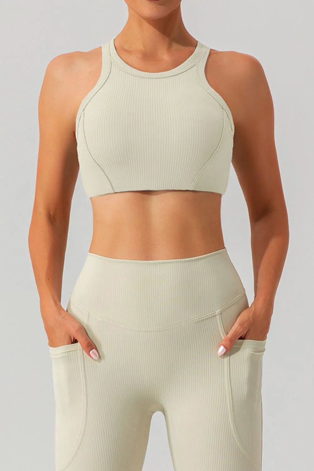 Round Neck Racerback Active Tank - Ladyez