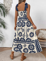Floral Print Tie-Shoulder Midi Dress