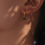 18K Gold-Plated Hoop Earrings with Heart Pendant