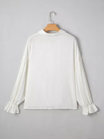 Ruffle Elastic Cuffs Puffy Long Sleeve Button Down Shirt