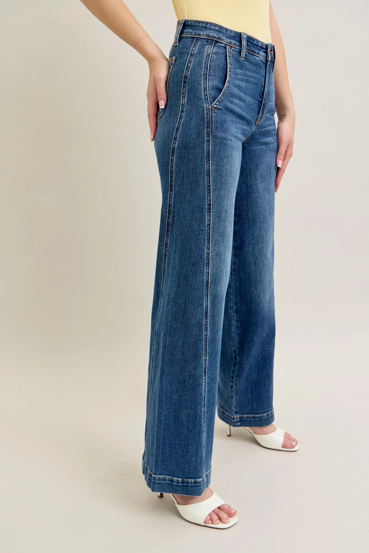 Judy Blue Full Size High Waist Wide Leg Jeans Plus Size - Ladyez