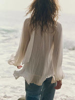 Sheer Ruffle Trim Beach Cover-Up