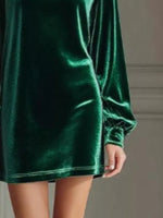 Full Size Velvet Long Sleeve Mini Dress Plus Size