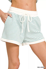 Zenana Stripe Contrast Trim Top & Shorts Set