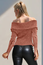 Double Take Ribbed Off-Shoulder Zip Up Long Sleeve Cardigan