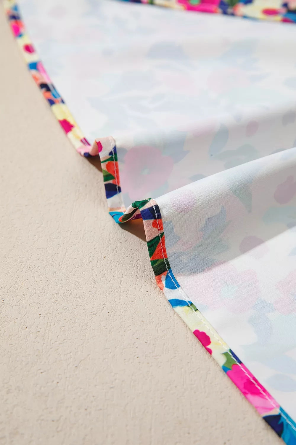 Flower Print Frilled Collar Short Puff Sleeve Summer Blouse