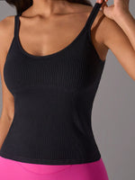 Scoop Neck Active Tank with Detachable Chest Pads - Ladyez