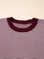 Stripe Color Block Patchwork Dolman Oversize Tunic Sweater