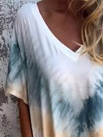 Full Size Pocketed Tie-Dye Short Sleeve Dress - Ladyez